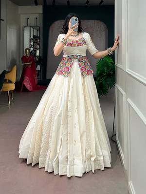 off white cotton poly plain traditional lehenga choli upto 42 4