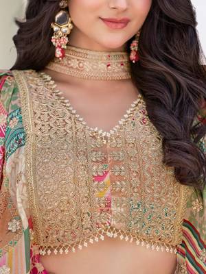 beige silk blend embroidered traditional lehenga choli upto 43 5