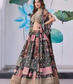 black silk blend embroidered traditional lehenga choli upto 43
