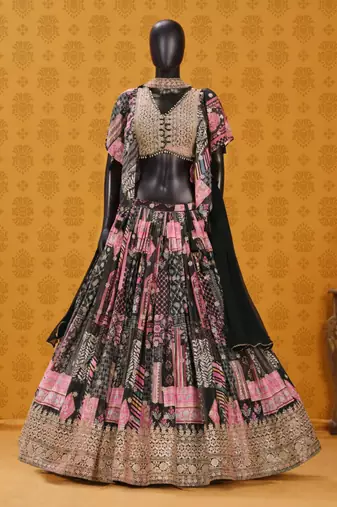 black silk blend embroidered traditional lehenga choli upto 43