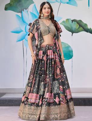 black silk blend embroidered traditional lehenga choli upto 43 5