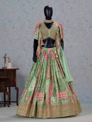 green silk blend embroidered traditional lehenga choli upto 43 1