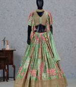 green silk blend embroidered traditional lehenga choli upto 43