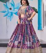 purple silk blend embroidered traditional lehenga choli upto 43