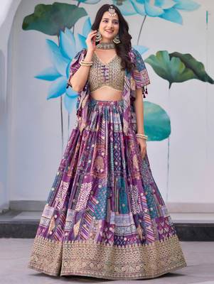 purple silk blend embroidered traditional lehenga choli upto 43 2