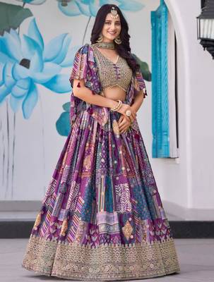 purple silk blend embroidered traditional lehenga choli upto 43 3