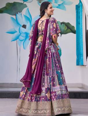 purple silk blend embroidered traditional lehenga choli upto 43 5