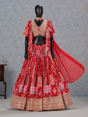 red silk blend embroidered traditional lehenga choli upto 43 1