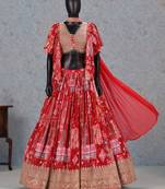 red silk blend embroidered traditional lehenga choli upto 43