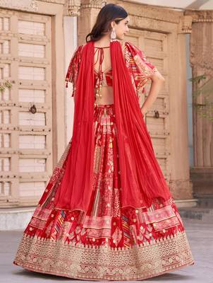 red silk blend embroidered traditional lehenga choli upto 43 3