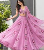 pink silk blend printed traditional lehenga choli upto 38