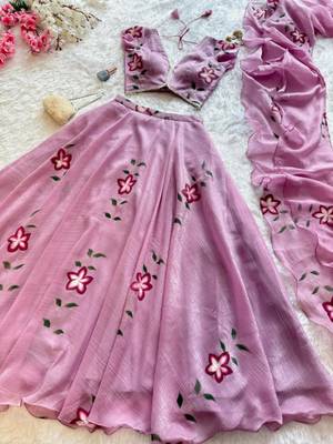 pink silk blend printed traditional lehenga choli upto 38 2