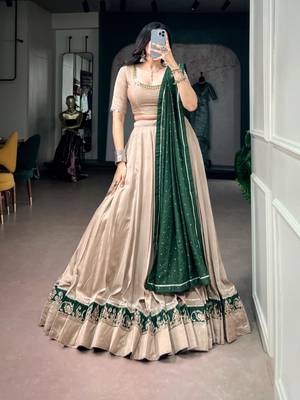 beige chanderi embroidered traditional lehenga choli upto 42 1