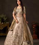 champagne silk blend embroidered traditional lehenga choli upto 43