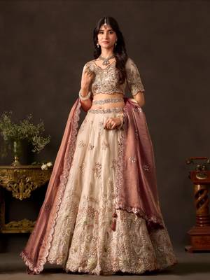 champagne silk blend embroidered traditional lehenga choli upto 43 2