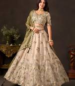 champagne silk blend embroidered traditional lehenga choli upto 43