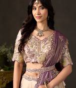 champagne silk blend embroidered traditional lehenga choli upto 43