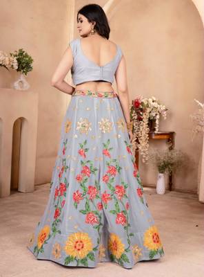 grey faux georgette embroidered traditional lehenga choli upto 42 2