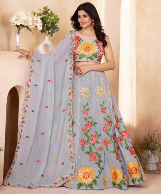grey faux georgette embroidered traditional lehenga choli upto 42 3