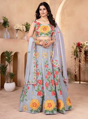 grey faux georgette embroidered traditional lehenga choli upto 42 4