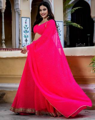 pink georgette printed traditional lehenga choli upto 43 1