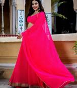 pink georgette printed traditional lehenga choli upto 43