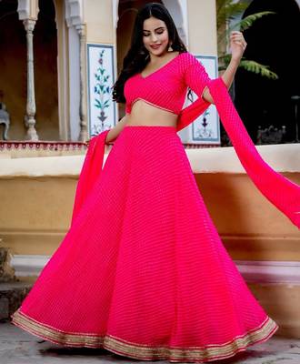 pink georgette printed traditional lehenga choli upto 43 3