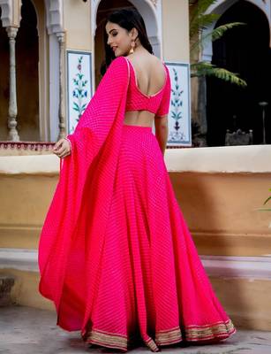 pink georgette printed traditional lehenga choli upto 43 4