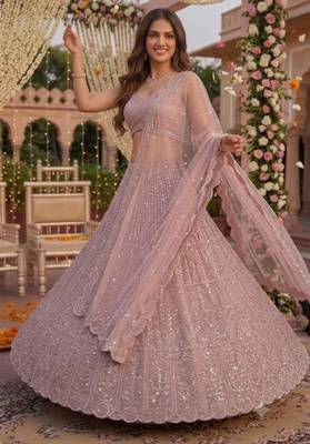 onion pink faux georgette embroidered traditional lehenga choli upto 42 2