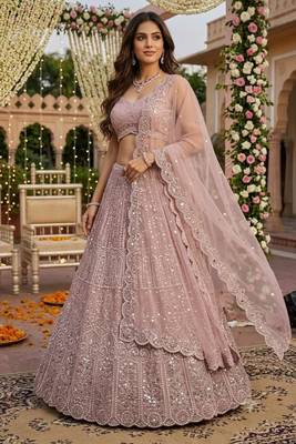 onion pink faux georgette embroidered traditional lehenga choli upto 42 3