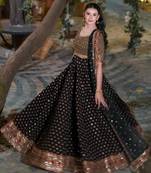 black silk blend embroidered traditional lehenga choli upto 42
