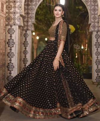 black silk blend embroidered traditional lehenga choli upto 42 2