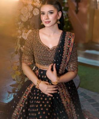 black silk blend embroidered traditional lehenga choli upto 42 3