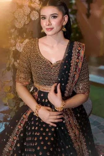 black silk blend embroidered traditional lehenga choli upto 42