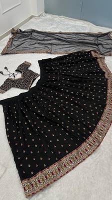 black silk blend embroidered traditional lehenga choli upto 42 4