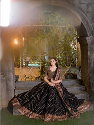 black silk blend embroidered traditional lehenga choli upto 42 5