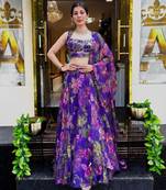 purple silk blend printed traditional lehenga choli upto 42