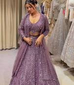 lavender net embroidered traditional lehenga choli upto 42