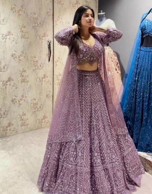 lavender net embroidered traditional lehenga choli upto 42 2