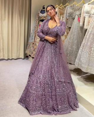 lavender net embroidered traditional lehenga choli upto 42 3