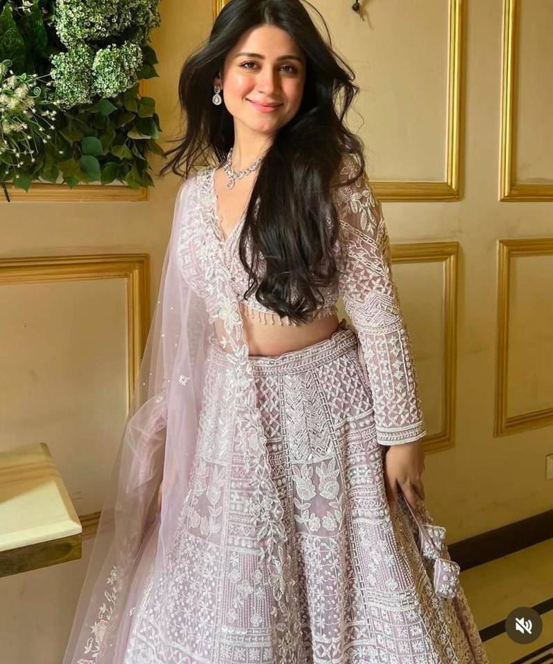 light lavender net embroidered designer lehenga choli