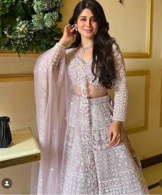 light lavender net embroidered designer lehenga choli 2