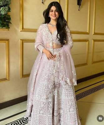 light lavender net embroidered designer lehenga choli 3