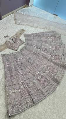light lavender net embroidered designer lehenga choli 4