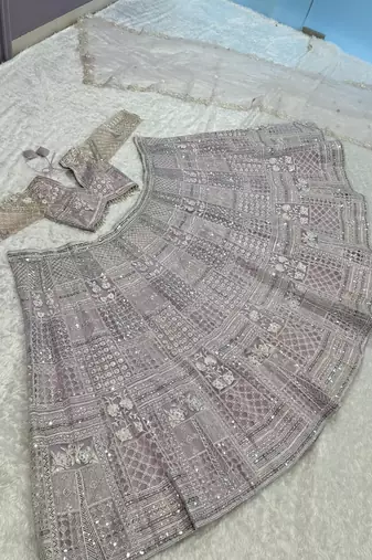 light lavender net embroidered designer lehenga choli