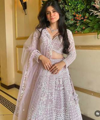 light lavender net embroidered designer lehenga choli 5
