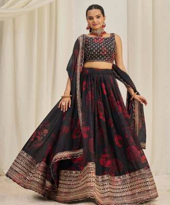 black organza embroidered traditional lehenga choli 2