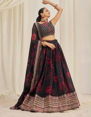 black organza embroidered traditional lehenga choli 3