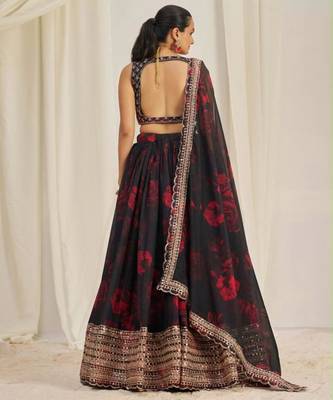 black organza embroidered traditional lehenga choli 4