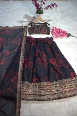 black organza embroidered traditional lehenga choli 5